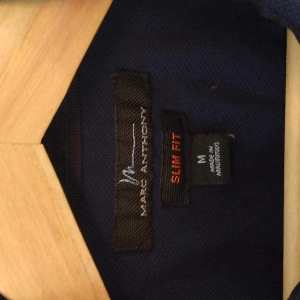 Marc Anthony Medium Slim Fit Navy Cotton Shirt - Picture 4 of 7